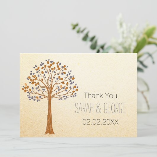 Invitation arbre d'automne, Rustique Mariage de automne Merci (Debout devant)