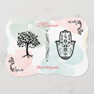 Invitation Arbre de Bnai Hamsa de batte de barre d'invitation
