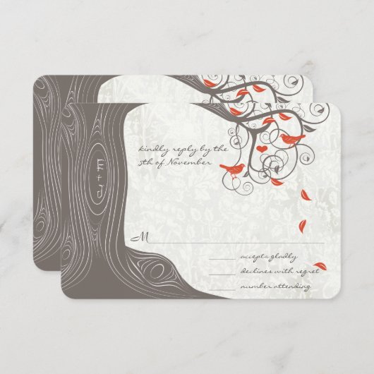 Invitation Arbre de bois flotté Inséparables de corail Faire- (Devant / Derrière)