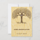 Invitation Arbre de brun tourbillon ivoire grain de bois Mari (Dos)