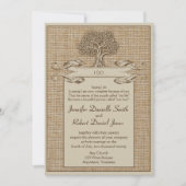 Invitation Arbre de chêne sur Mariage Burlap (Devant)
