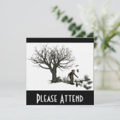 Invitation Arbre de clown de ballon vieil et oiseaux noirs (Debout devant)