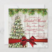 Invitation Arbre de douche de mariée de Noël, lumières et rub (Devant)