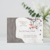 Invitation Arbre de Driftwood Tangerine Birds Purple Leaf Mar (Debout devant)