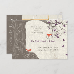 Invitation Arbre de Driftwood Tangerine Birds Purple Leaf Mar