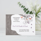 Invitation Arbre de Driftwood Tangerine Birds Purple Leaf Mar (Debout devant)