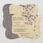 Invitation Arbre de Driftwood Tangerine Oiseaux de mariage In (Devant / Derrière)