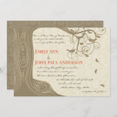 Invitation Arbre de Driftwood Tangerine Oiseaux de mariage In (Devant / Derrière)