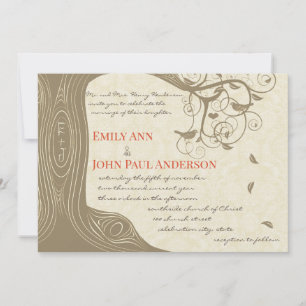 Invitation Arbre de Driftwood Tangerine Oiseaux de mariage In