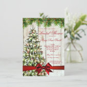 Invitation Arbre de Fête des mariées de Noël rustique et ruba (Debout devant)