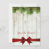 Invitation Arbre de Fête des mariées de Noël rustique et ruba (Dos)