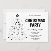 Invitation Arbre de fête noir et blanc Soirée de Noël (Devant)