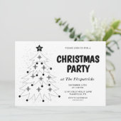 Invitation Arbre de fête noir et blanc Soirée de Noël (Debout devant)