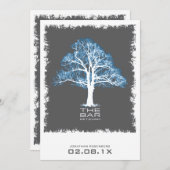 Invitation Arbre de gris et de bleu d'invitation de Mitzvah (Devant / Derrière)
