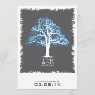 Invitation Arbre de gris et de bleu d'invitation de Mitzvah