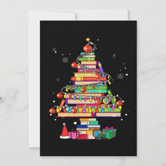 Invitation Arbre de la bibliothèque de Joyeux Noël (Devant)
