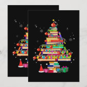 Invitation Arbre de la bibliothèque de Joyeux Noël (Devant / Derrière)