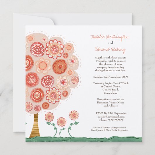 Invitation Arbre de la Tangerine mariage Imprimable Invitatio (Dos)