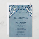 Invitation Arbre de la vie étoiles Custom Bat Bar Mitzvah QR  (Devant)