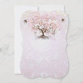 Invitation Arbre de l'amour oiseau simplement rose mariage co (Dos)