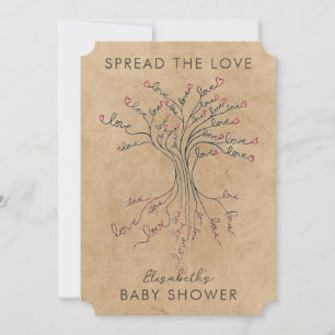 Invitation Arbre de l'amour Sérieux Baby shower personnalisé