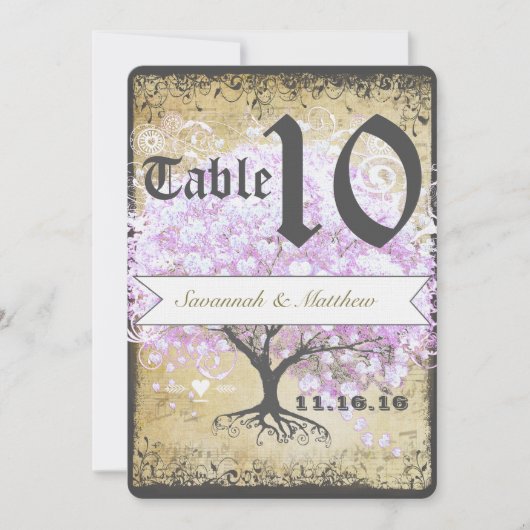 Invitation Arbre de lavande à feuilles de cœur Mariage oiseau (Devant)