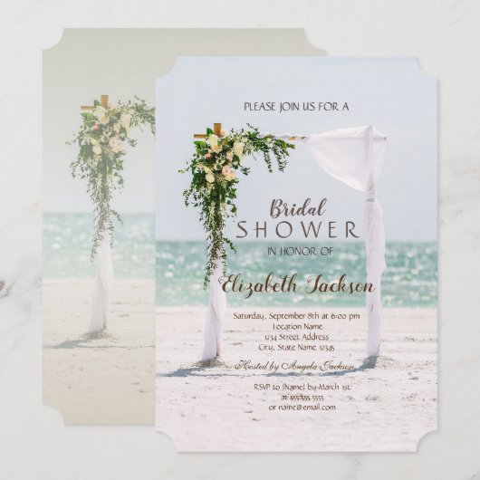 Invitation Arbre de mariage de plage Fleurs de douche de mari (Devant / Derrière)