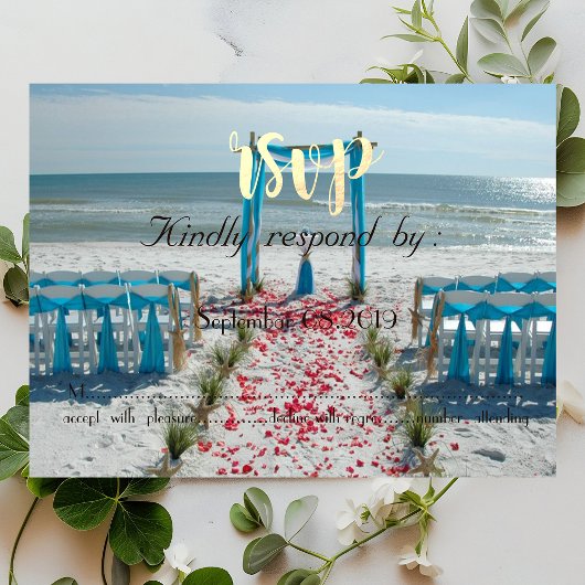 Invitation Arbre de mariage de plage RSVP