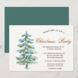 Invitation Arbre de Noël à l'aquarelle, Boules, Entreprise ve