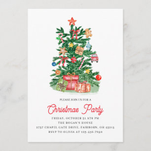 Invitation Arbre de Noël à l'aquarelle festive fête de vacanc