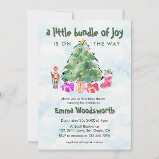 Invitation Arbre de Noël à l'aquarelle Petit Paquet de Joie