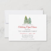 Invitation Arbre de Noël Aquarelle Holiday (Devant)