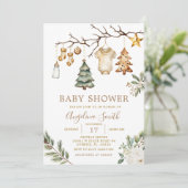Invitation Arbre de Noël Arbre Baby shower Floral d'hiver (Debout devant)