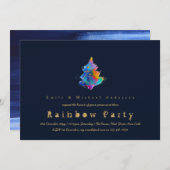 Invitation Arbre de Noël Arc-en-ciel moderne Marine Bleu tend (Devant / Derrière)