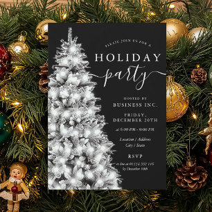 Invitation Arbre de Noël Argent Formel Soirée de Fêtes de l'e