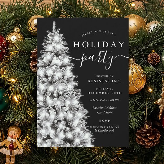 Invitation Arbre de Noël Argent Formel Soirée de Fêtes de l'e