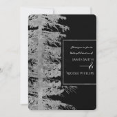 Invitation Arbre de Noël Argent Noir Glam Forêt Rustique Mari (Devant)