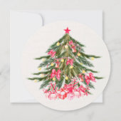 Invitation Arbre de Noël avec arc rose et cadeaux (Dos)