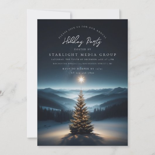 Invitation Arbre de Noël avec l'invitation étoilée (Devant)