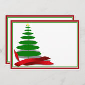 Invitation Arbre de Noël avec ruban rouge (Devant / Derrière)