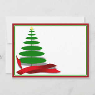 Invitation Arbre de Noël avec ruban rouge