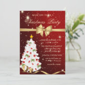 Invitation Arbre de Noël blanc élégant, Bow, Rouge, Noël (Debout devant)