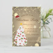 Invitation Arbre de Noël blanc, Fête de l'entreprise de Noël  (Debout devant)