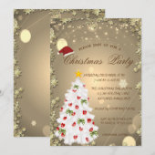 Invitation Arbre de Noël blanc, Fête de l'entreprise de Noël  (Devant / Derrière)