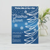 Invitation Arbre de Noël blanc & Neige & Or Confetti (Debout devant)