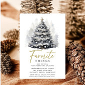 Invitation Arbre de Noël blanc noir moderne Chose préférée