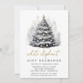 Invitation Arbre de Noël blanc noir moderne Eléphant blanc (Devant)