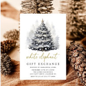 Invitation Arbre de Noël blanc noir moderne Eléphant blanc