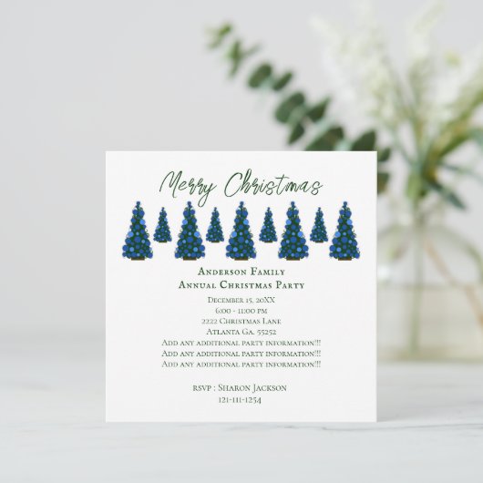 Invitation Arbre de Noël bleu (Debout devant)