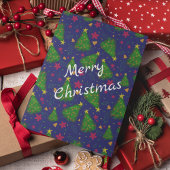 Invitation Arbre de Noël bleu avec cloches et fleurs rouges